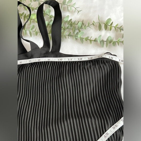 New Bebe Black Pleated Ruffle Midi Dress Size 4 - Picture 9 of 13